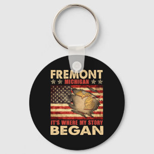 Fremont Michigan Usa Flag 4th Of July Key Ring
