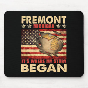 Fremont Michigan Usa Flag 4th Of July Mouse Mat