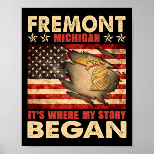 Fremont Michigan Usa Flag 4th Of July Poster