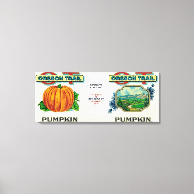 Fremont, NebraskaTrail Pumpkin Can Label Canvas Print (Front)