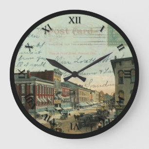 Fremont Ohio Post Card Clock - Front St 1912