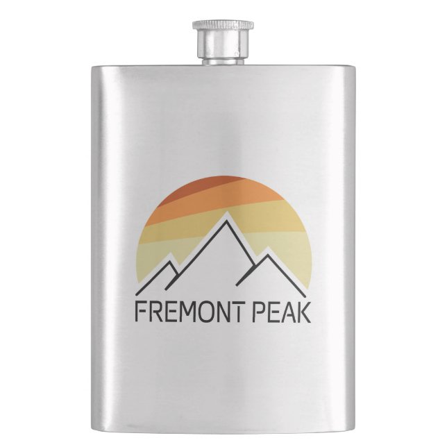 Fremont Peak Wyoming Retro Hip Flask (Front)