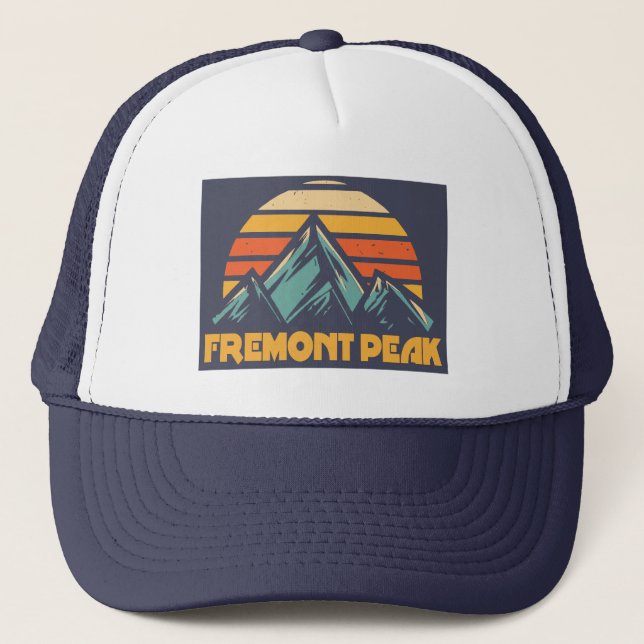 Fremont Peak Wyoming Retro Turquoise Trucker Hat (Front)