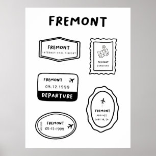 Fremont - Travel Stamp Collection   Vintage Design Poster