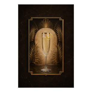 French 75 Art Deco Poster   Bar Art