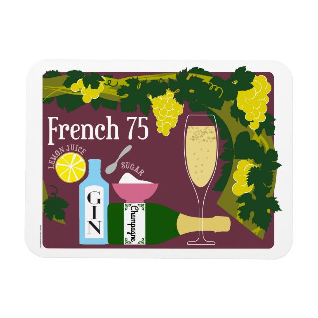 French 75 Champagne Cocktail Magnet (Horizontal)