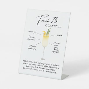 French 75 Drink Sign   Drink Recipe Bar Sign