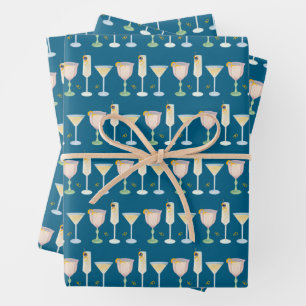 French 75 Martini Bit Older Signature Cocktail Wrapping Paper Sheet