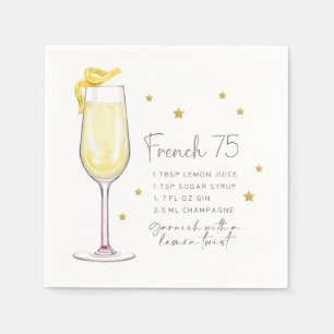 French 75 Recipe Cocktail Napkin