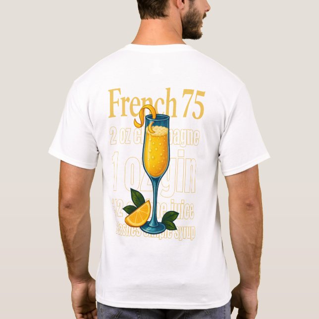 French 75 T-Shirt – Elegant Champagne & Gin Drink (Back)