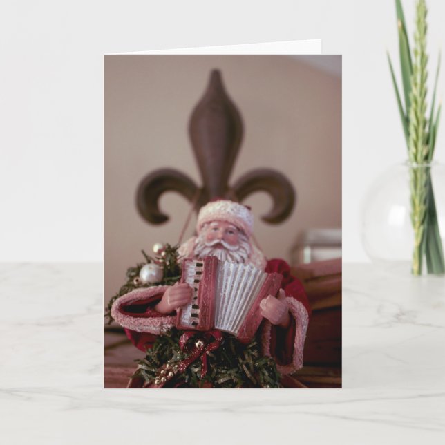 French Accordion Santa Holiday Card (Front)