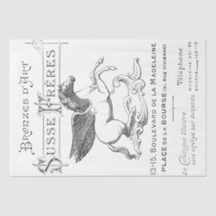 French Advertisement Pegasus Horse Typography Text Tissue Paper