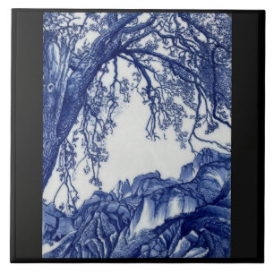 French Alps Cobalt Blue Ceramic Art Tile