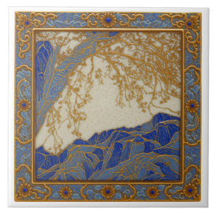 French Alps Gold Silver Bronze Ceramic Tile