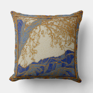 French Alps Gold Silver Bronze Cushion