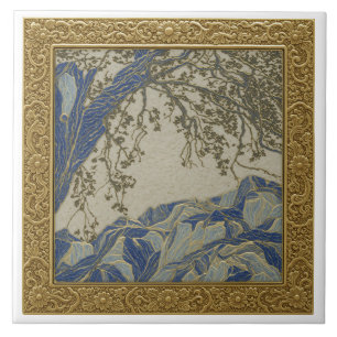 French Alps Gold Silver + Lapis Ceramic Tile