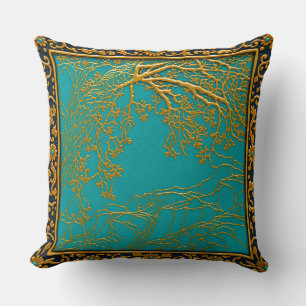 French Alps Gold Turquoise+Black Cushion