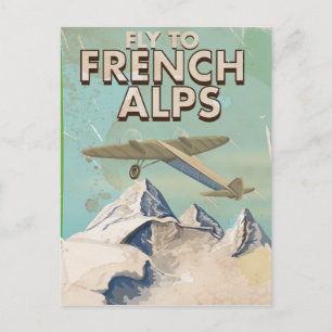 French Alps Vintage Travel poster Postcard