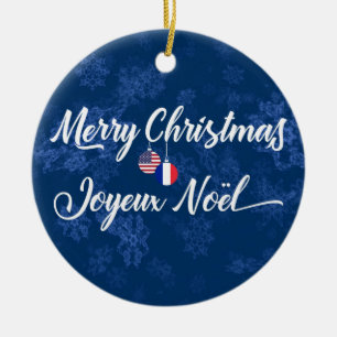 French American Holiday Decoration, Joyeux Noel Ceramic Tree Decoration
