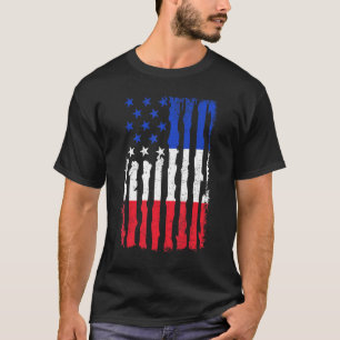 French American Pride Usa Flag France Roots T-Shirt