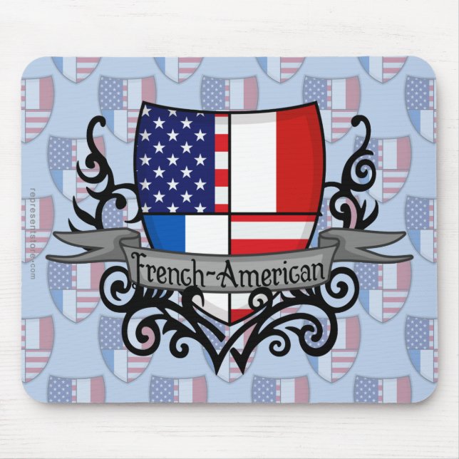 French-American Shield Flag Mouse Mat (Front)
