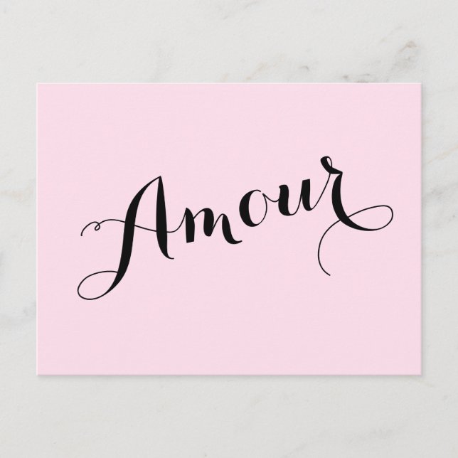 French Amour Love Pink and Black Chic Parisian Postcard (Front)