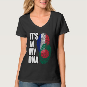 French And Bangladeshi Mix DNA Flag Heritage T-Shirt