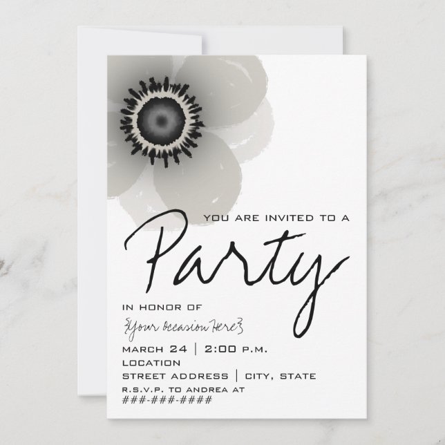 French Anemone Flower Party Invitation (Front)