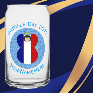 French Angel Bastille Day Personalised Can Glass