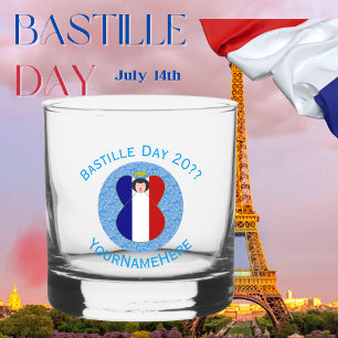 French Angel Bastille Day Personalised Whiskey Glass