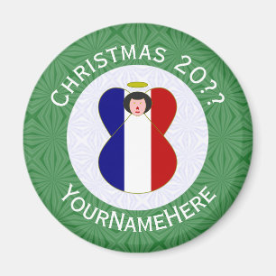 French Angel Christmas Flag Personalised Magnet