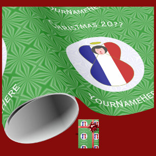 French Angel Christmas Flag Personalised Wrapping Paper