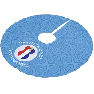 French Angel Hanukkah Flag Personalised Brushed Polyester Tree Skirt