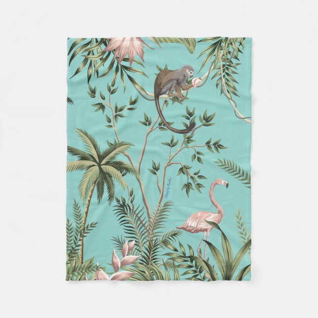 French Animal Print Toile Fleece Blanket (Front)