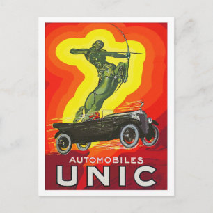 French antique car ad art deco postcard
