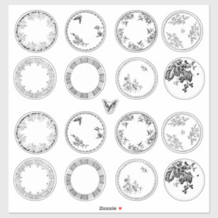 French Antique Plates BLACK stickers
