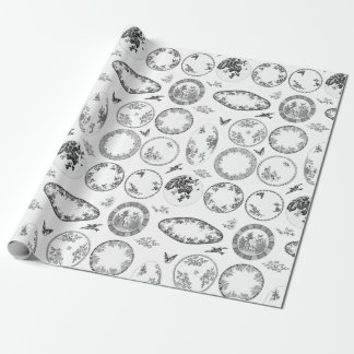 French Antique Plates | BLACK Wrapping Paper