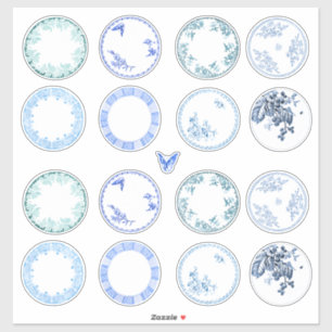 French Antique Plates BLUE stickers