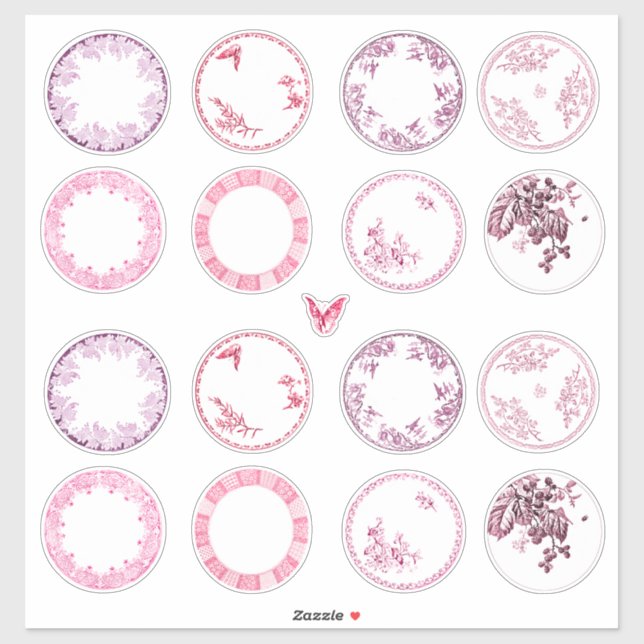 French Antique Plates | RED stickers (Sheet)