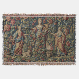 French Antique Style Roman Goddess Abundantia Throw Blanket