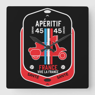 French Aperitif Drinks Square Wall Clock