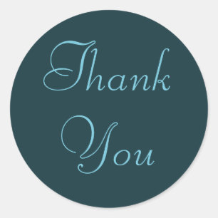 French Aqua Thank You Stickers