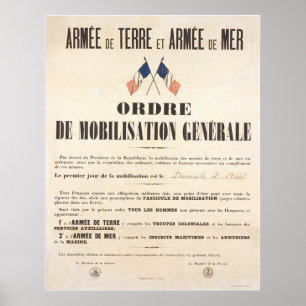 French Army and Navy.  General Mobilisation Order. Poster