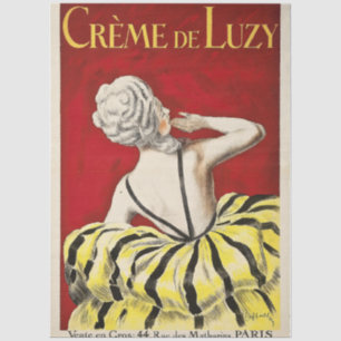 French art nouveau beauty Creme de Luzy advertisem Tissue Paper