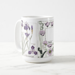 French Art Nouveau Botanical Iris Poppy Flower Mug