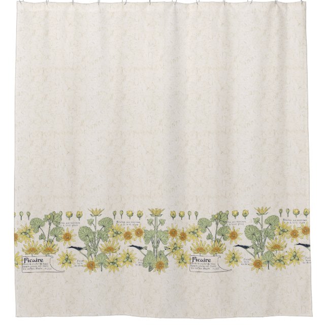 French Art Nouveau Ficaire Flowers Shower Curtain (Front)