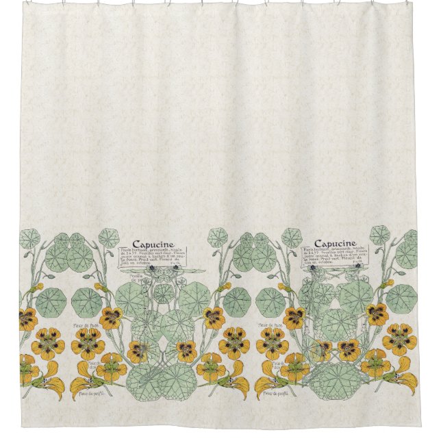 French Art Nouveau Flowers Shower Curtain (Front)
