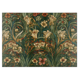 French, art nouveau inspired field of wildflowers cutting board