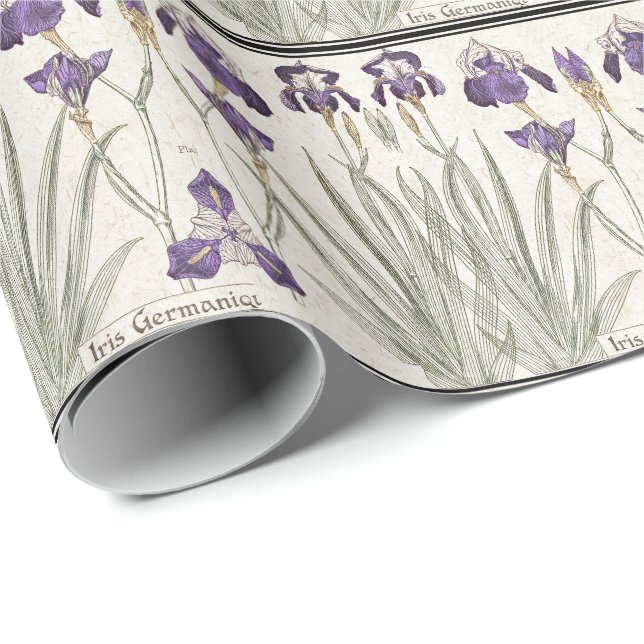 French Art Nouveau Iris Flowers Wrapping Paper (Roll Corner)