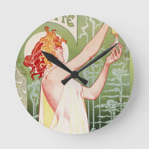 French art nouveau poster "absinthe Robette" Round Clock